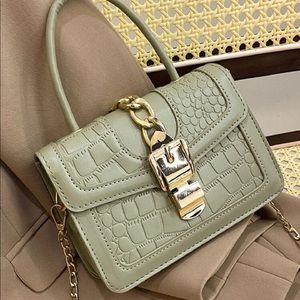 Croc embossed mini satchel bag
